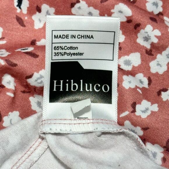 Hibluco Women's Floral Print Short Sleeve Peplum Top Tunic Blouse Coral Pink XL - Picture 8 of 10